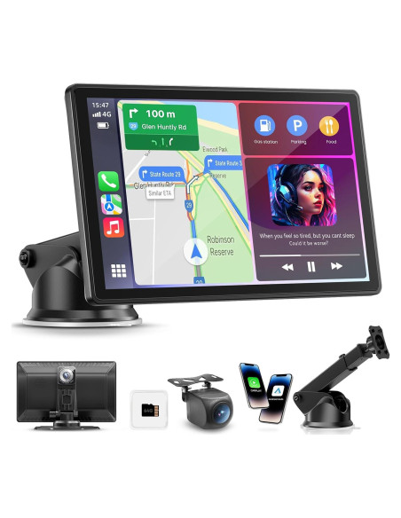 Pantalla Inalámbrica Portátil Carplay 8" Carpeer con GPS y Cámara 4K