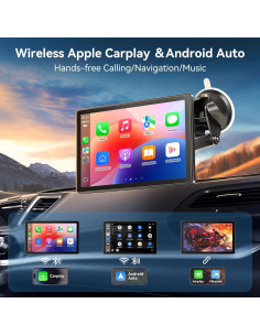 Pantalla Inalámbrica Portátil Carplay 8" Carpeer con GPS y Cámara 4K 2