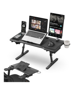 Mesa de cama ajustable Newtral LAPRO-B, negra, plegable
