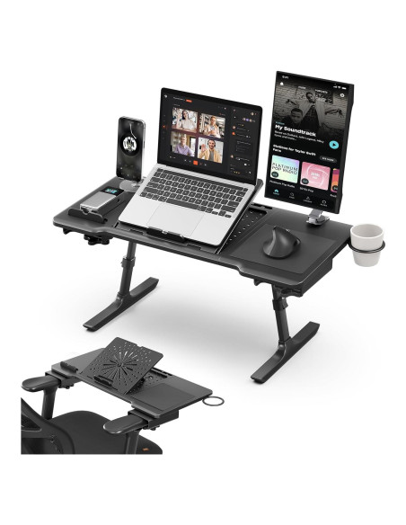 Mesa de cama ajustable Newtral LAPRO-B, negra, plegable