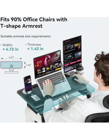 Mesa de cama ajustable Newtral LAPRO-B, negra, plegable