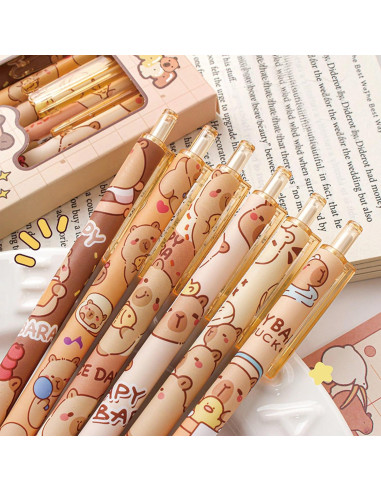 Bolígrafos de Gel Retráctiles MOZXIRZ 0.5mm Tinta Negra 6 Pcs