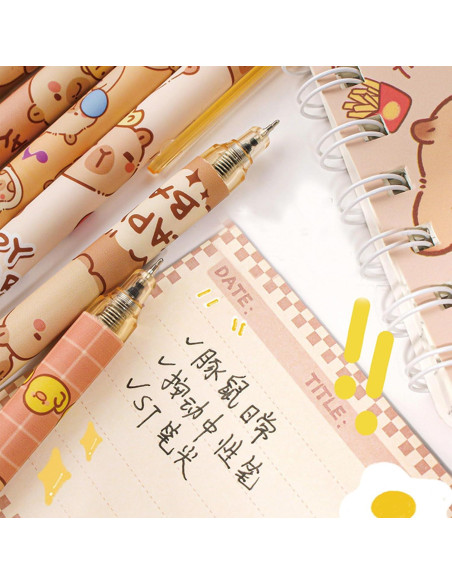 Bolígrafos de Gel Retráctiles MOZXIRZ 0.5mm Tinta Negra 6 Pcs