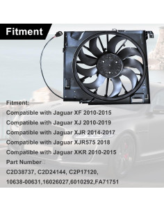 Ventilador de Refrigeración Radiador SecosAutoparts Jaguar 2010-2015 2
