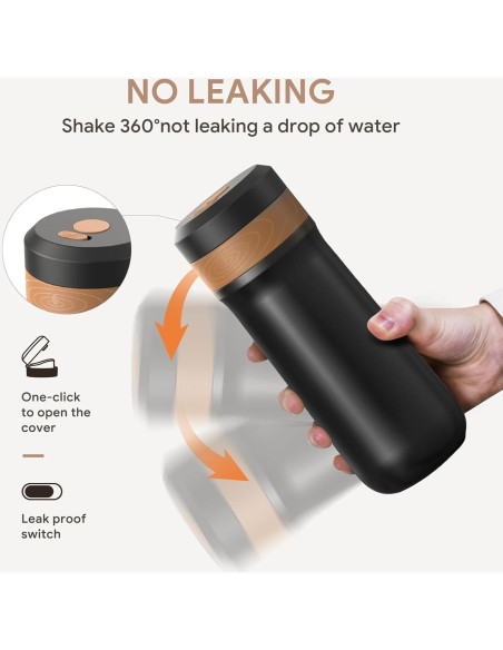 Prensa Francesa Portátil BRBHOM 350ml Acero Inoxidable Negra