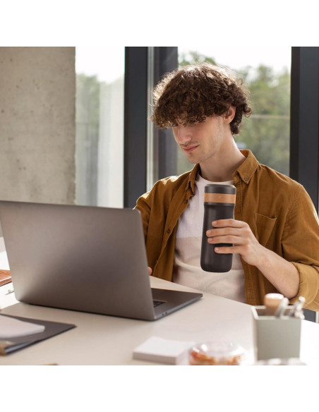 Prensa Francesa Portátil BRBHOM 350ml Acero Inoxidable Negra