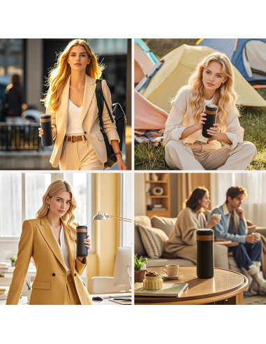 Prensa Francesa Portátil BRBHOM 350ml Acero Inoxidable Negra