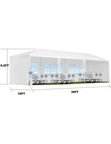 Carpa de Fiesta Exterior Gazebo EliteZ 10x9m con 8 Paredes Removibles