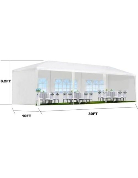 Carpa de Fiesta Exterior Gazebo EliteZ 10x9m con 8 Paredes Removibles