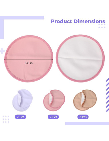 6 Almohadillas Reutilizables de Aceite de Ricino Orgánico - Algodón