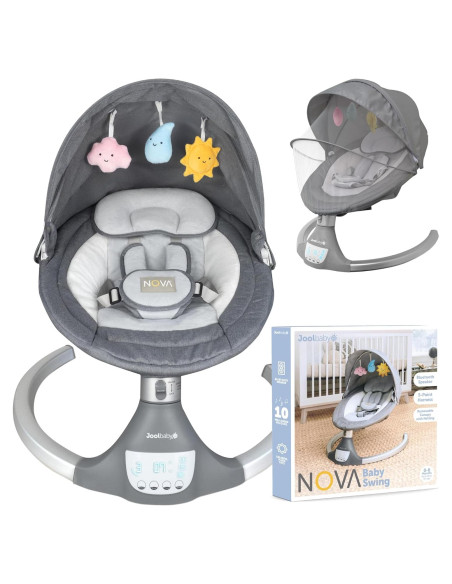 Balanceo Infantil Motorizado Jool Baby Nova Gris - Bluetooth, 10 Melodías