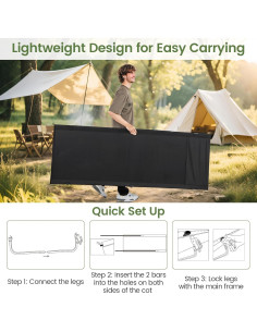 Cama de Camping Plegable Goplus 1.95 kg 330 lbs Aluminio 2