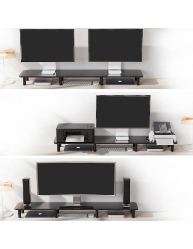 Soporte Elevador Doble Monitor WEGASTU 111.1 cm Negro