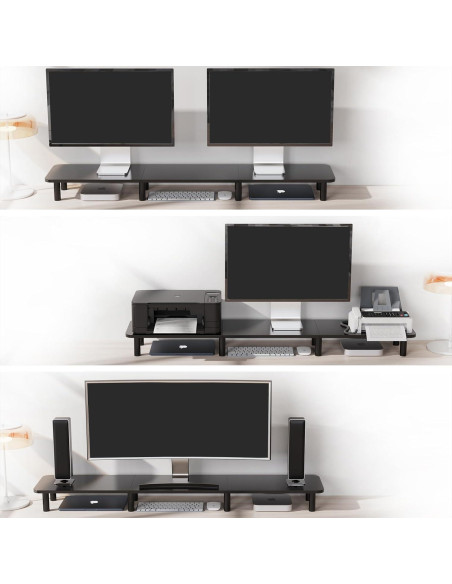 Soporte Elevador Doble Monitor WEGASTU 111.1 cm Negro