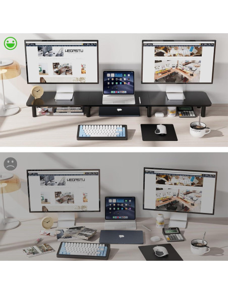 Soporte Elevador Doble Monitor WEGASTU 111.1 cm Negro