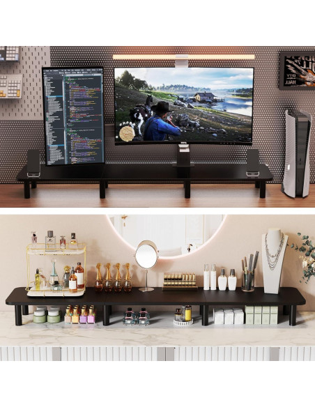 Soporte Elevador Doble Monitor WEGASTU 111.1 cm Negro