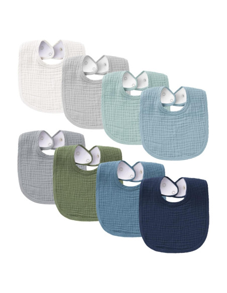 Baberos de Muselina Konssy 8 Piezas Unisex Ajustables