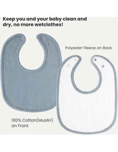 Baberos de Muselina Konssy 8 Piezas Unisex Ajustables