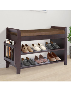 Banco de Almacenamiento YUKOOL de Bambú 79 cm con Cojín 2