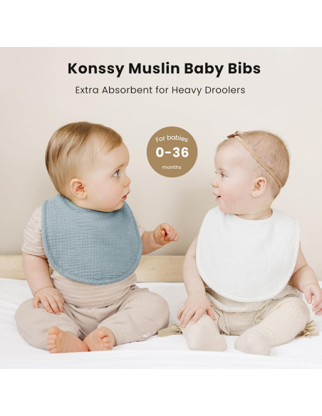 Baberos de Muselina Konssy 8 Piezas Unisex Ajustables