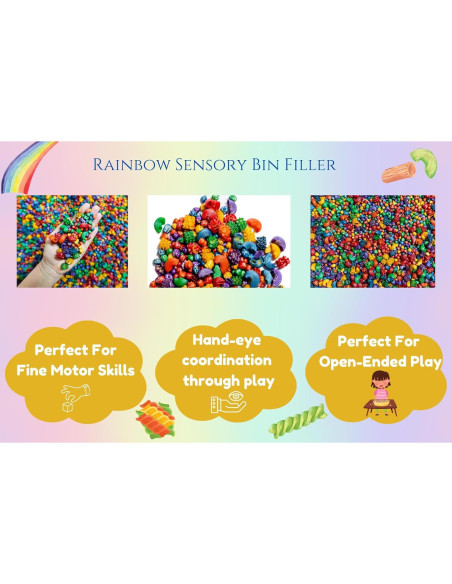 Relleno Sensorial Arcoíris Juguetes de Juego Abierto 4 Tazas