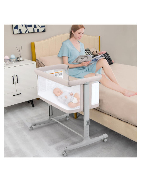 Cuna Lateral INFANS 3 en 1 Plegable con Colchón Beige
