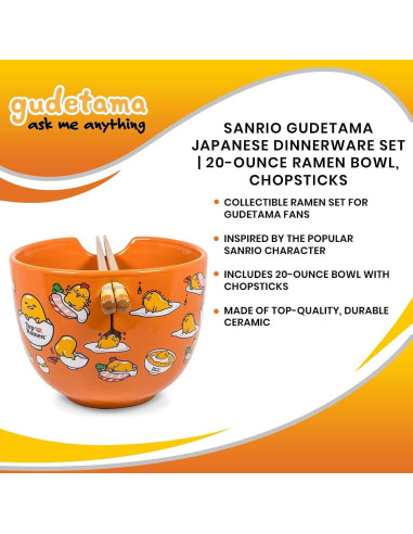 Juego de Vajilla de Cerámica Gudetama | Tazón Ramen 590 ml