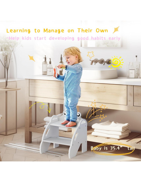 Taburete de Paso para Niños Ndahjahd 2 Pasos Madera Gris