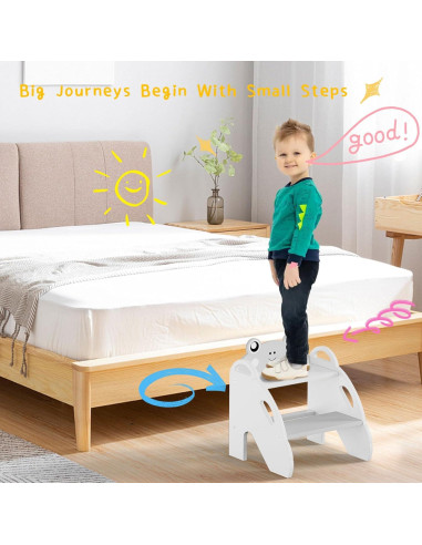 Taburete de Paso para Niños Ndahjahd 2 Pasos Madera Gris