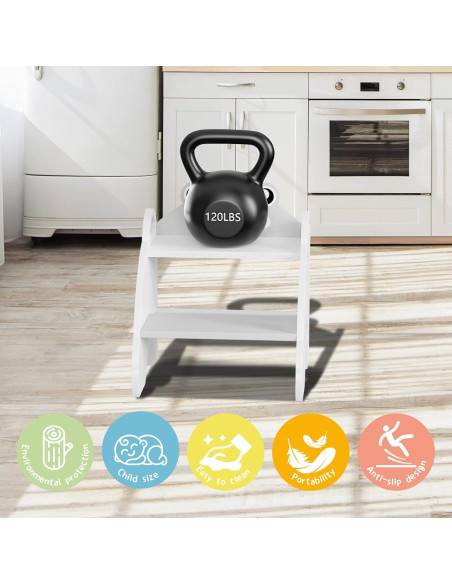 Taburete de Paso para Niños Ndahjahd 2 Pasos Madera Gris