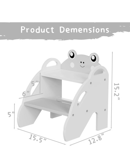 Taburete de Paso para Niños Ndahjahd 2 Pasos Madera Gris