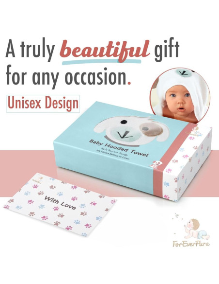 Toalla de Baño con Capucha FOREVERPURE - 89x89 cm Blanca