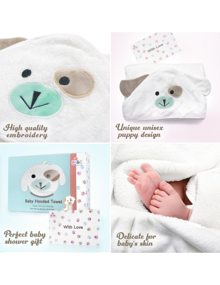 Toalla de Baño con Capucha FOREVERPURE - 89x89 cm Blanca