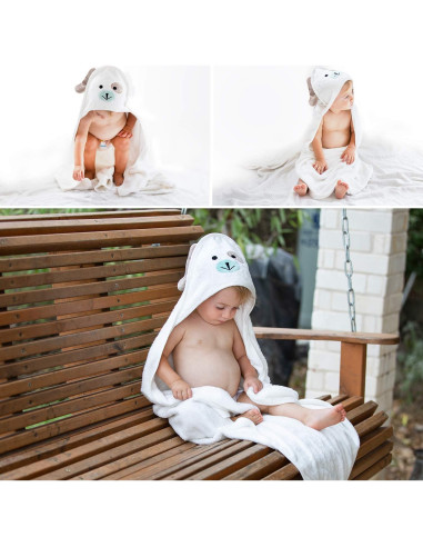 Toalla de Baño con Capucha FOREVERPURE - 89x89 cm Blanca