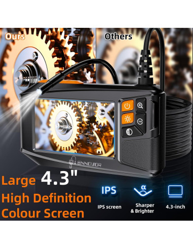Cámara Endoscopio HD 1920P Ennovor 4.3" Luz Ajustable 5m