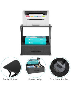 Soporte para Impresora aboxoo Negro con Cajón de Almacenamiento 2
