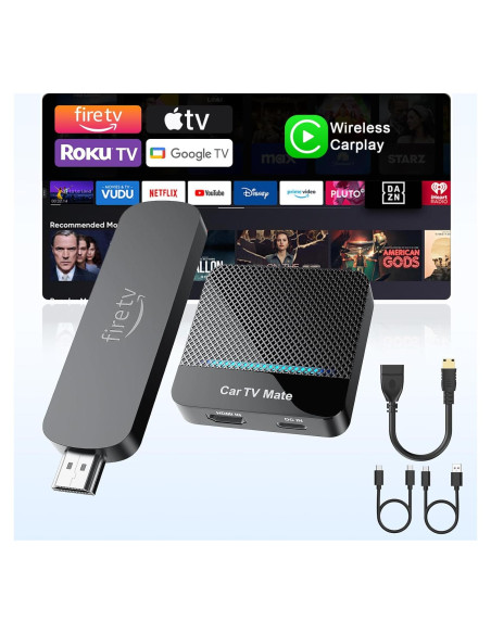 Adaptador de TV para coche CarPlay HDMI 2 en 1 - Negro