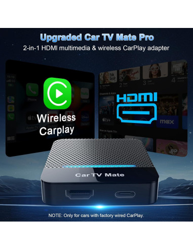 Adaptador de TV para coche CarPlay HDMI 2 en 1 - Negro