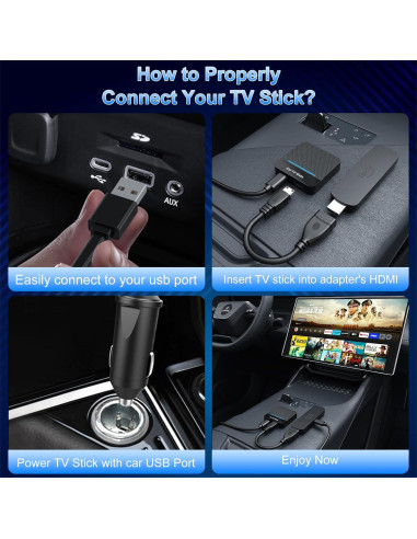 Adaptador de TV para coche CarPlay HDMI 2 en 1 - Negro