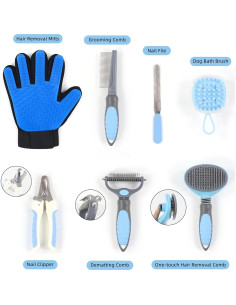 Kit de Aseo para Mascotas Wisedog - 7 Piezas, Azul Mejorado 2