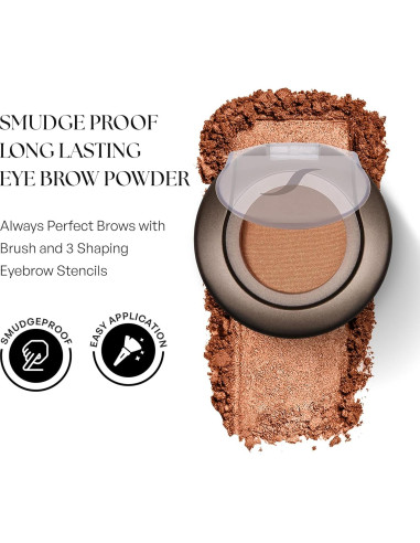 Polvo para Cejas SORMÉ Marrón Oscuro - Kit con Brocha y Plantillas