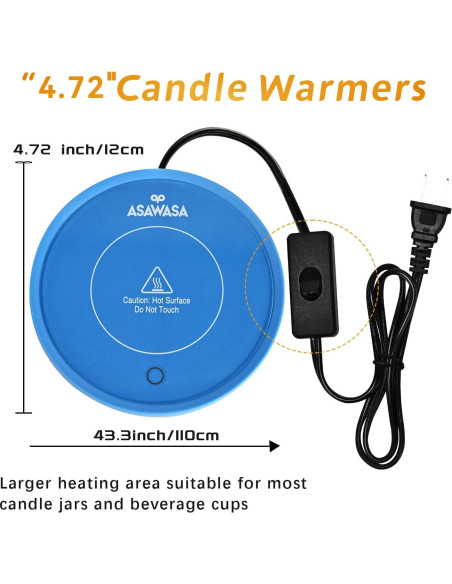 Calentador de Velas Inteligente ASAWASA Azul 17W con Apagado Automático