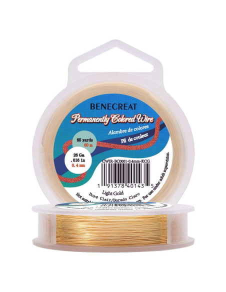 Alambre de Cobre Dorado 26 Gauge 60m BENECREAT para Joyería