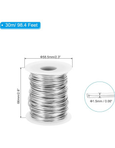 Alambre de Aluminio Flexible PATIKIL 1.5mm x 30m Plata 2