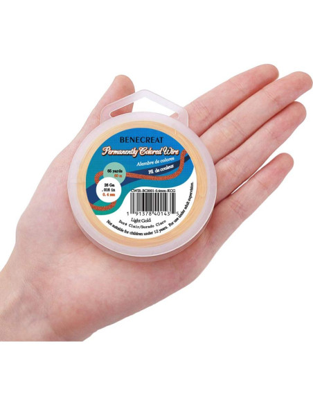 Alambre de Cobre Dorado 26 Gauge 60m BENECREAT para Joyería