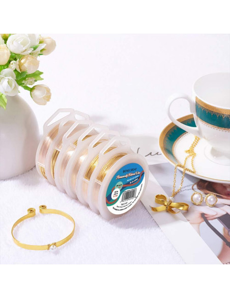 Alambre de Cobre Dorado 26 Gauge 60m BENECREAT para Joyería