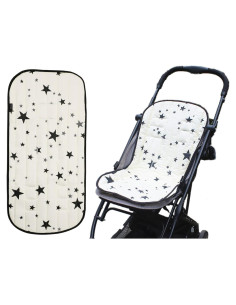 Almohadilla de Asiento Universal para Cochecito de Bebé Algodón Estrellas Beige
