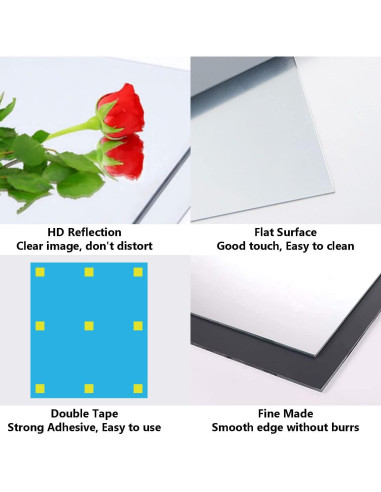 4 Piezas de Espejo Acrílico Autoadhesivo QEEYON 20x30cm