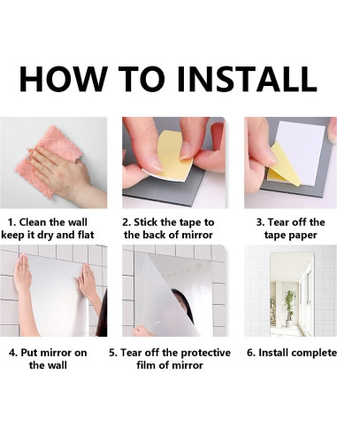4 Piezas de Espejo Acrílico Autoadhesivo QEEYON 20x30cm