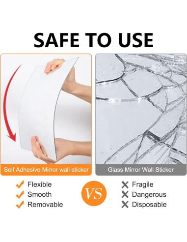 4 Piezas de Espejo Acrílico Autoadhesivo QEEYON 20x30cm
